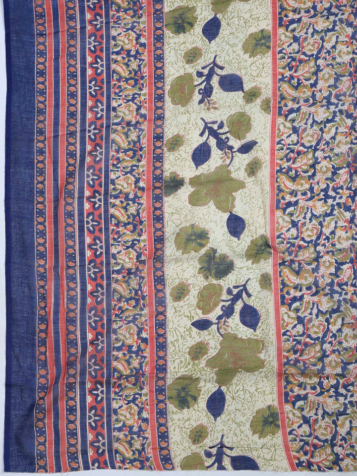 Navy Blue Cotton Blend Printed Unstitched Dress Material