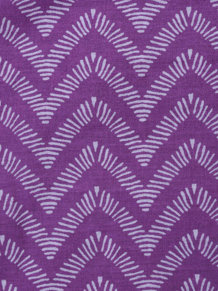 Lavender Cotton Blend Printed Unstitched Dress Material