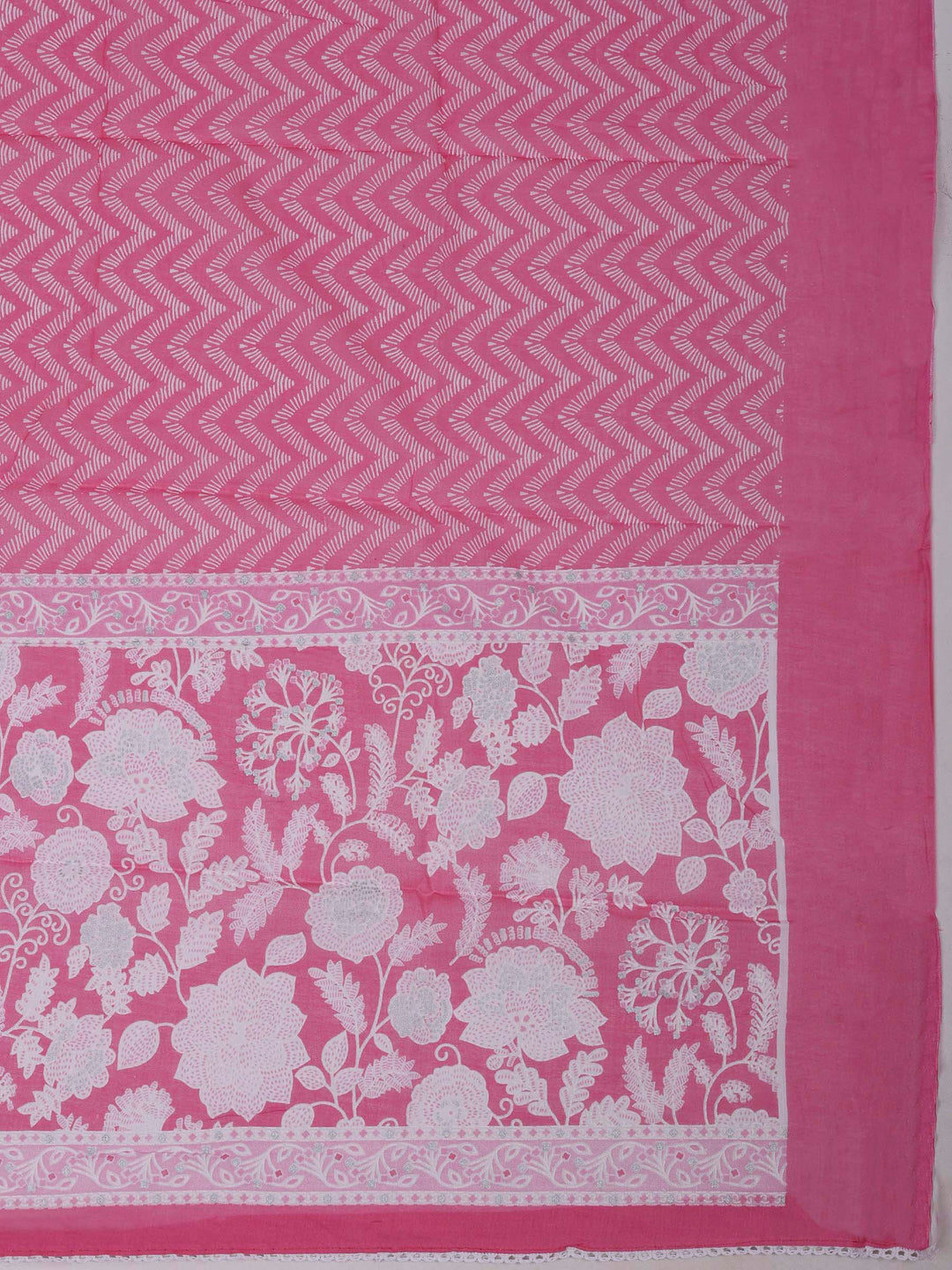 Pink Cotton Blend Printed Unstitched Dress Material