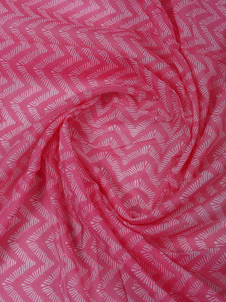 Pink Cotton Blend Printed Unstitched Dress Material