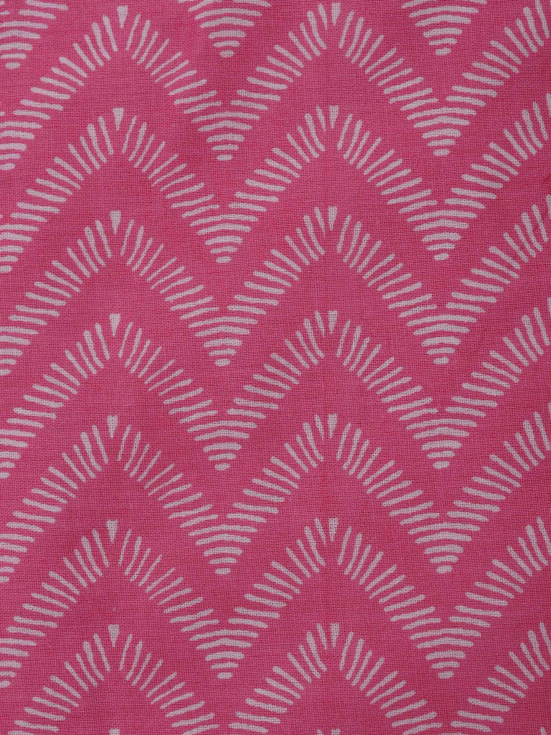 Pink Cotton Blend Printed Unstitched Dress Material