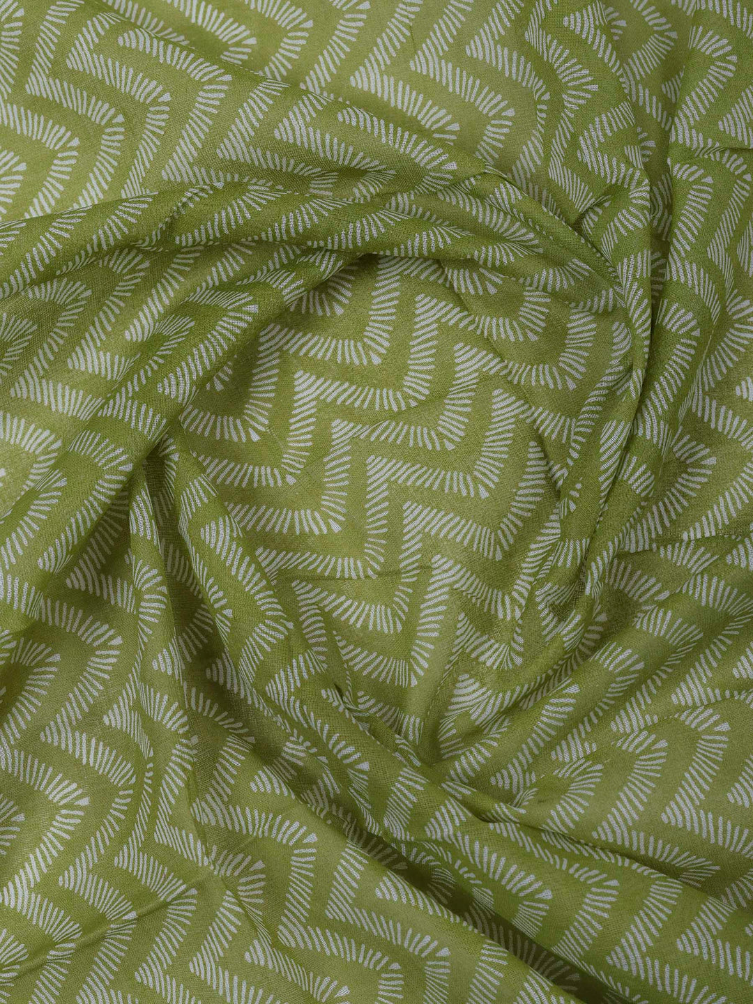 Pista Green Cotton Blend Printed Unstitched Dress Material