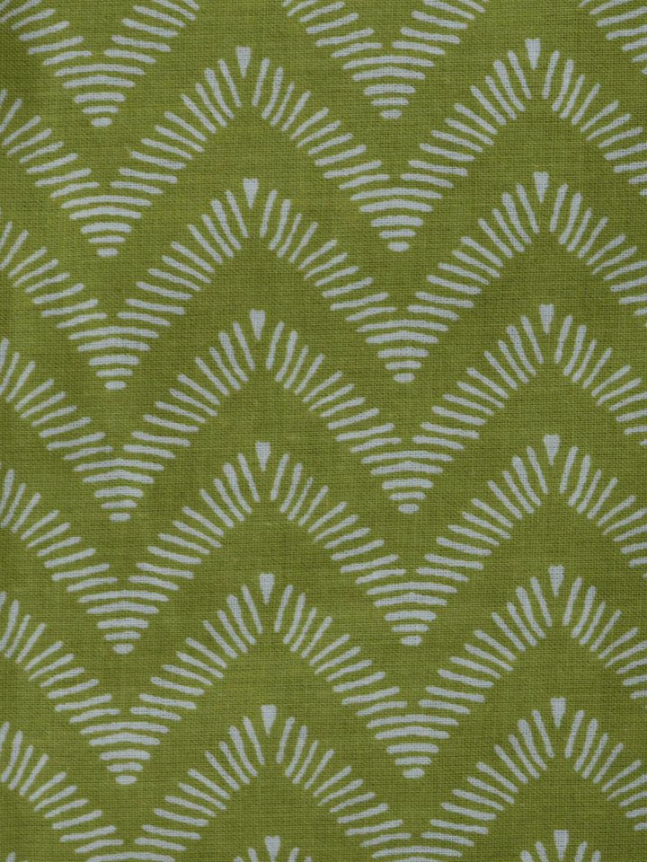 Pista Green Cotton Blend Printed Unstitched Dress Material