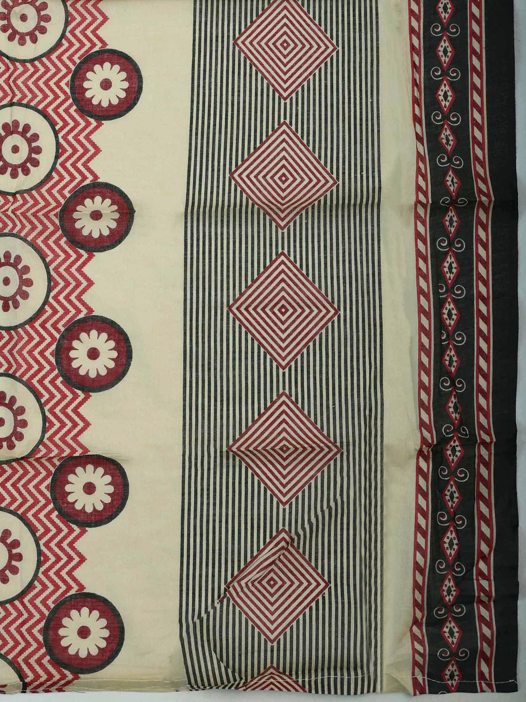 Green Cotton Blend Printed Unstitched Dress Material