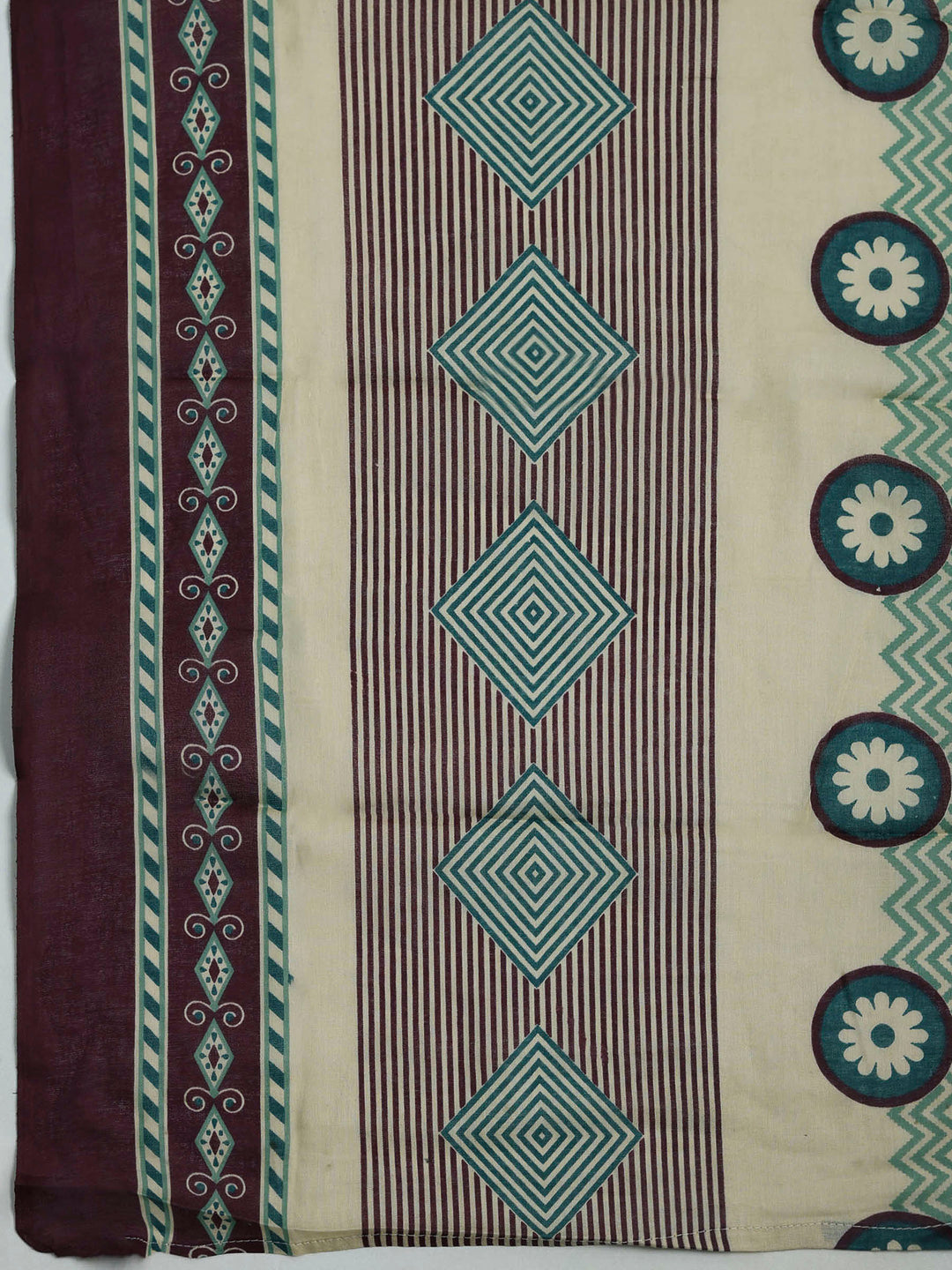 Wine Cotton Blend Printed Unstitched Dress Material