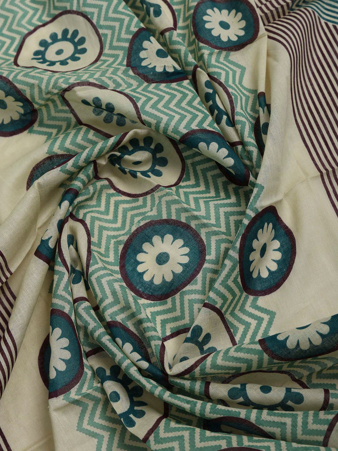 Wine Cotton Blend Printed Unstitched Dress Material