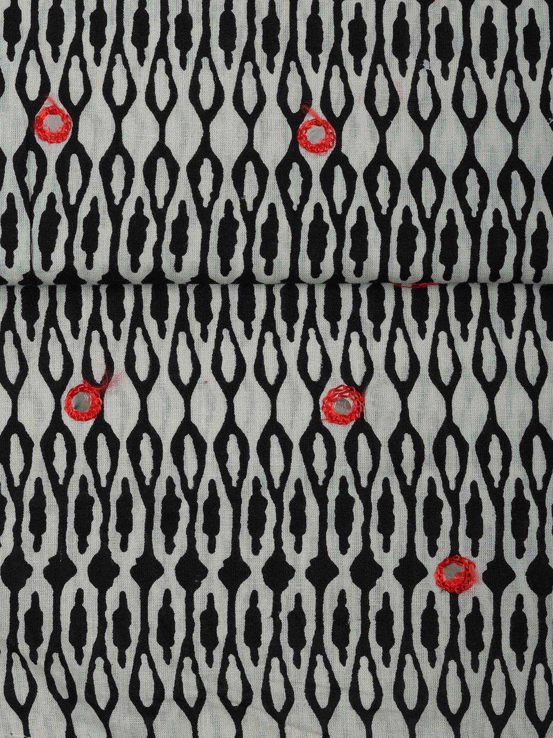 Black Cotton Blend Printed Unstitched Dress Material