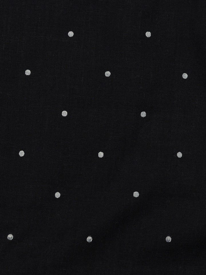 Black Cotton Blend Printed Unstitched Dress Material
