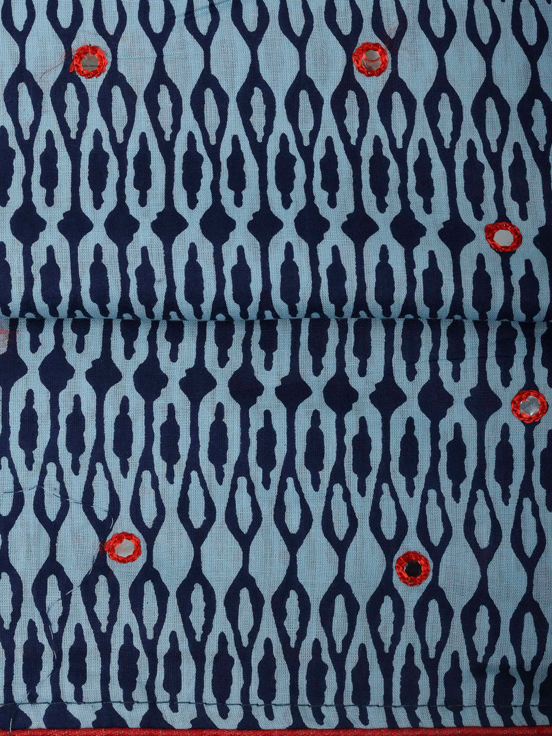 Blue Cotton Blend Printed Unstitched Dress Material