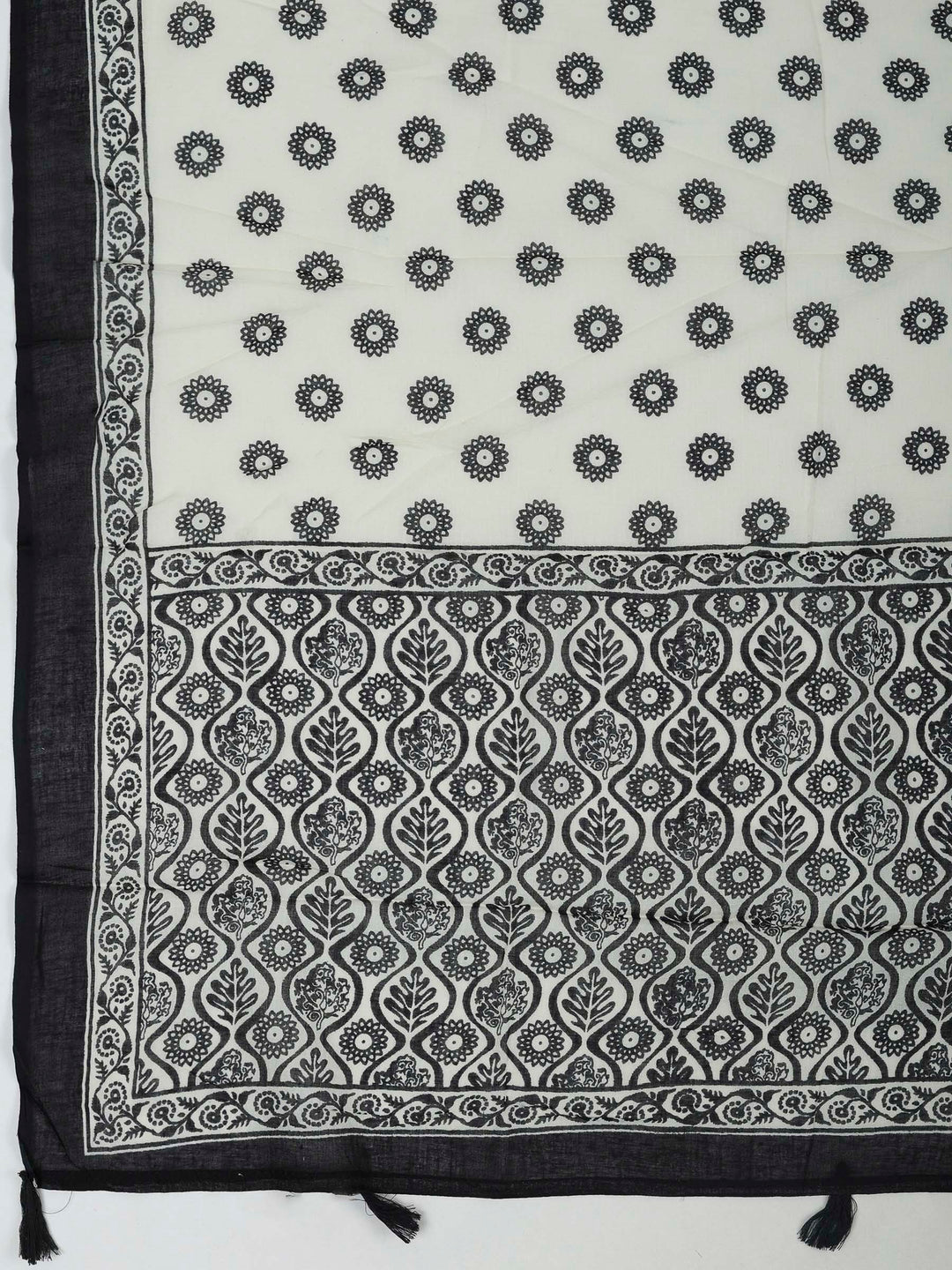 Black Cotton Blend Printed Unstitched Dress Material
