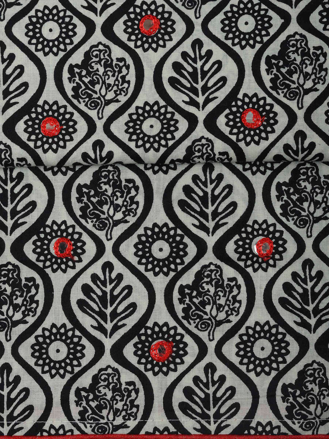 Black Cotton Blend Printed Unstitched Dress Material