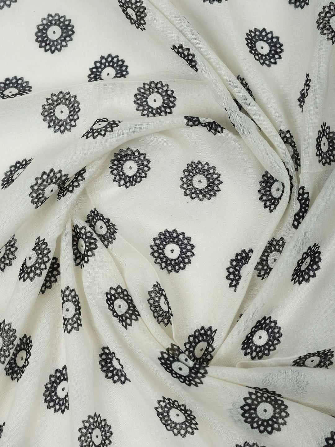 Black Cotton Blend Printed Unstitched Dress Material