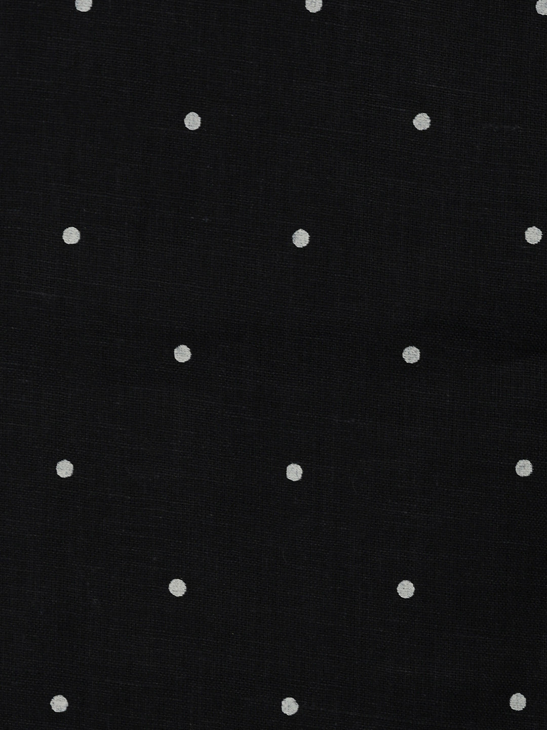 Black Cotton Blend Printed Unstitched Dress Material