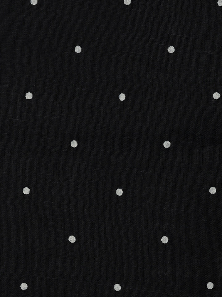 Black Cotton Blend Printed Unstitched Dress Material