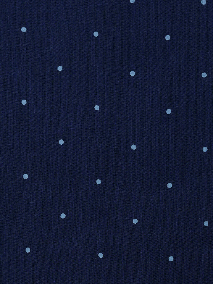 Blue Cotton Blend Printed Unstitched Dress Material