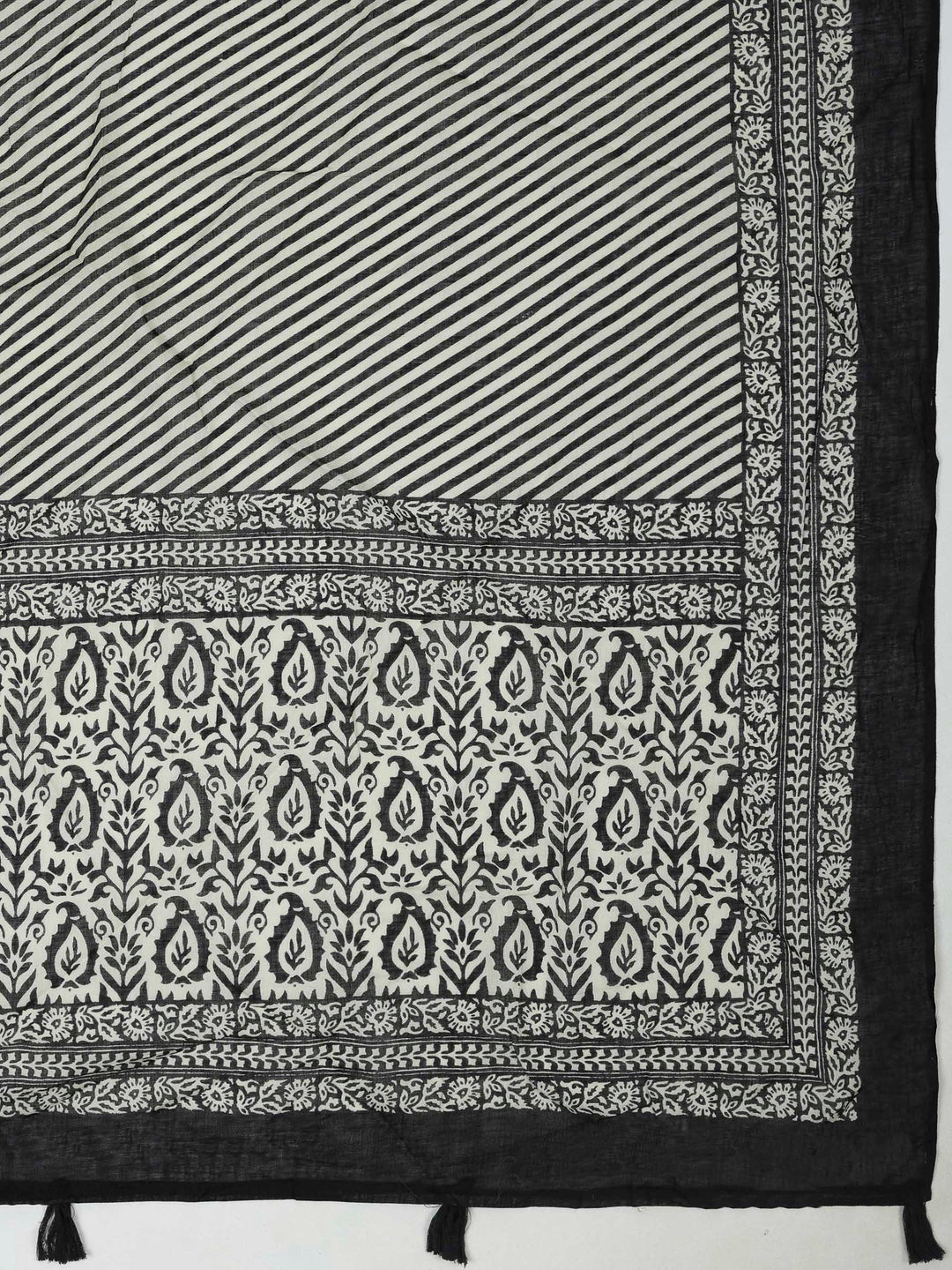 Black Cotton Blend Printed Unstitched Dress Material