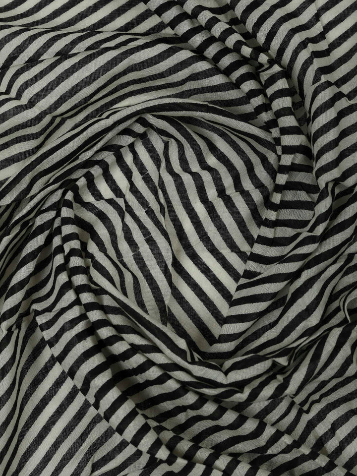 Black Cotton Blend Printed Unstitched Dress Material