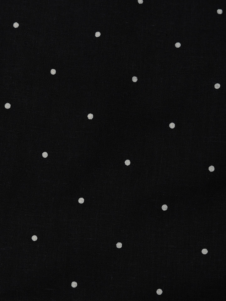 Black Cotton Blend Printed Unstitched Dress Material