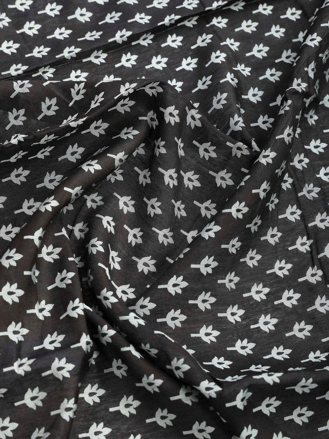 Black Cotton Blend Printed Saree