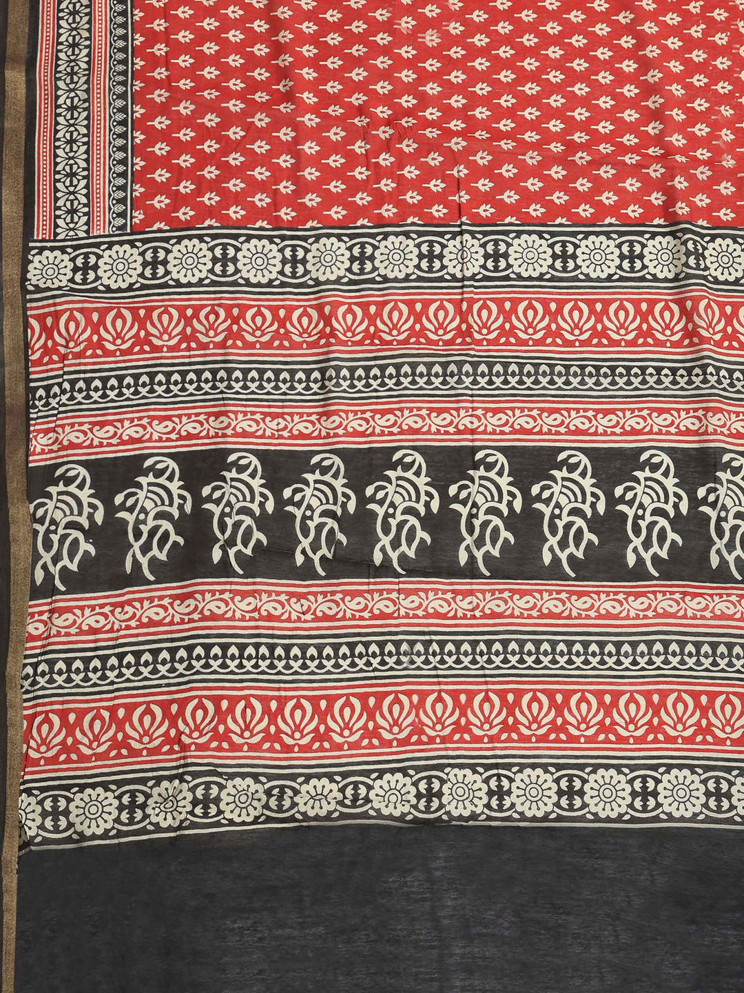Maroon Cotton Blend Printed Saree