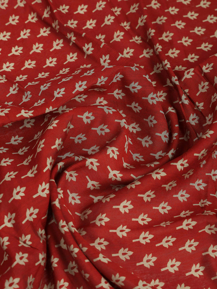 Maroon Cotton Blend Printed Saree