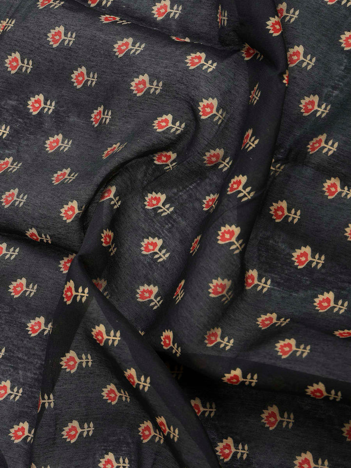 Maroon Cotton Blend Printed Saree