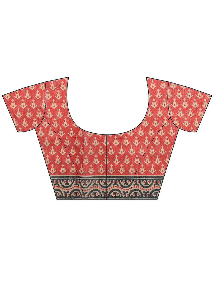 Maroon Cotton Blend Printed Saree