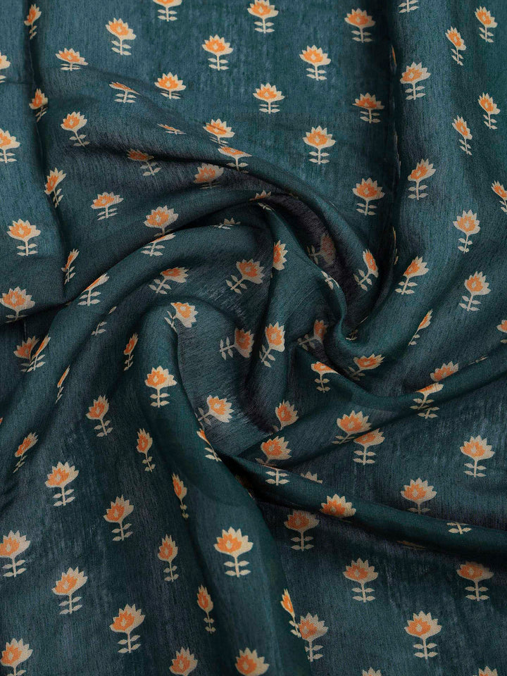 Mustard Cotton Blend Printed Saree
