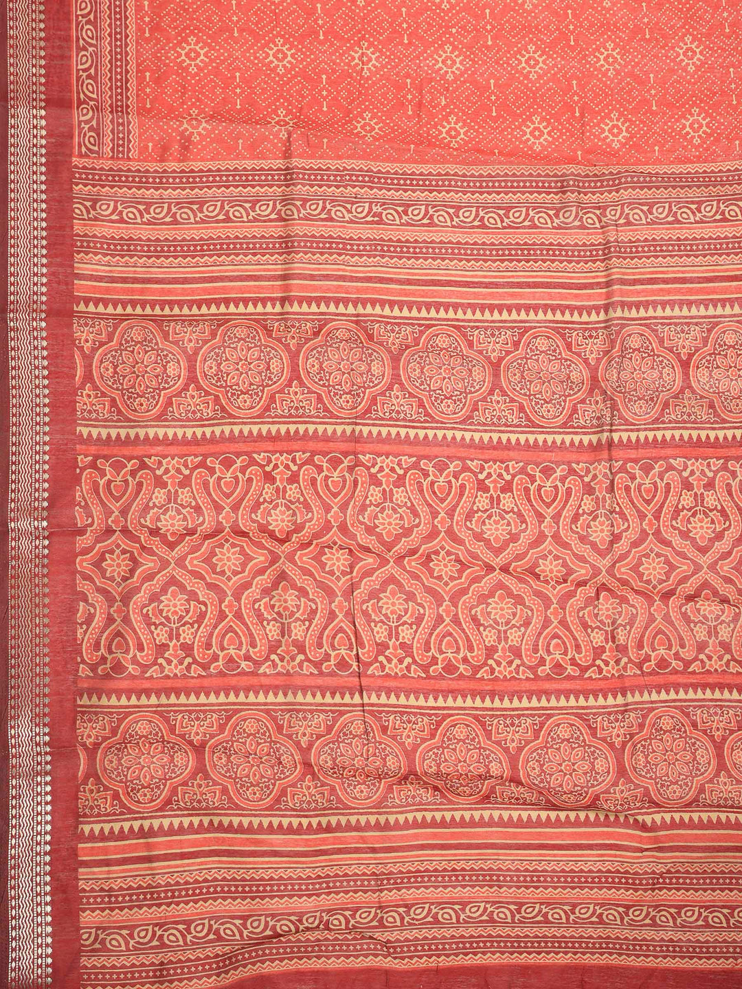 Maroon Cotton Blend Printed Saree