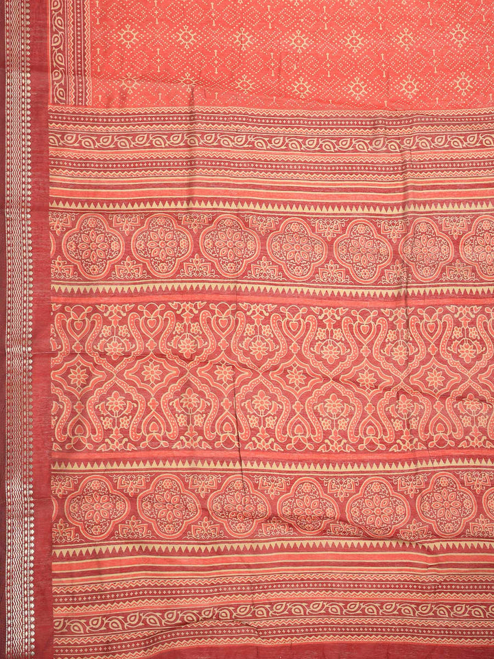 Maroon Cotton Blend Printed Saree