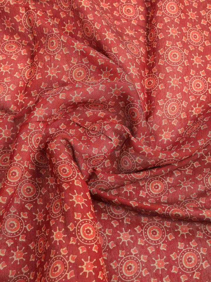 Maroon Cotton Blend Printed Saree