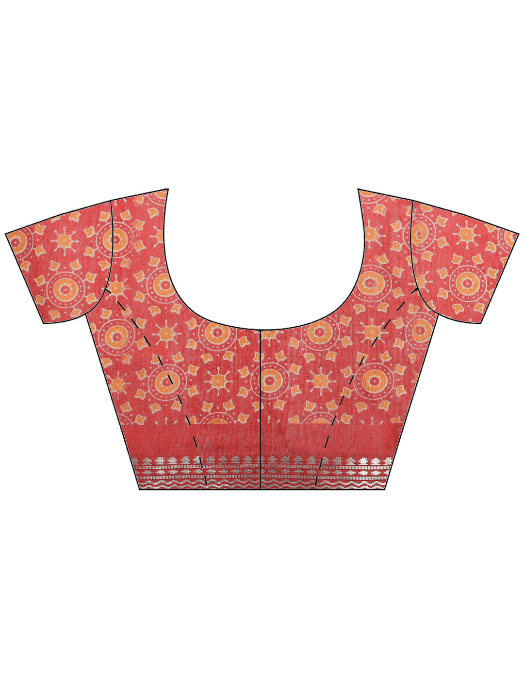 Rust Cotton Blend Printed Saree