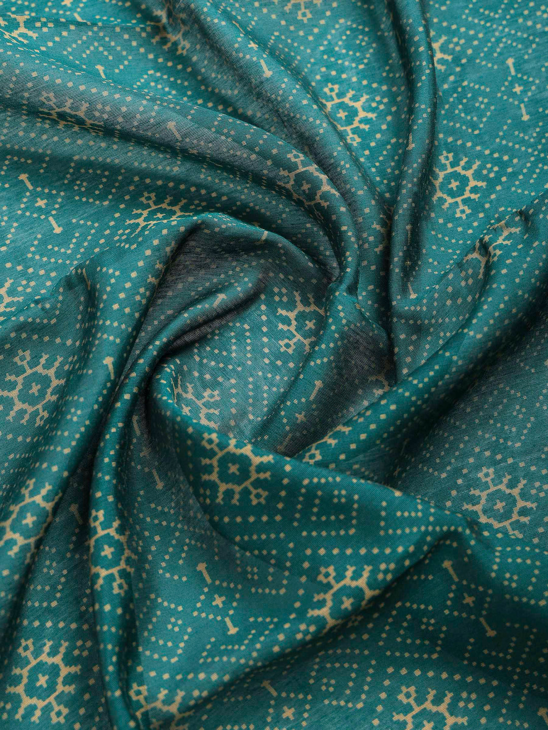 Teal Blue Cotton Blend Printed Saree