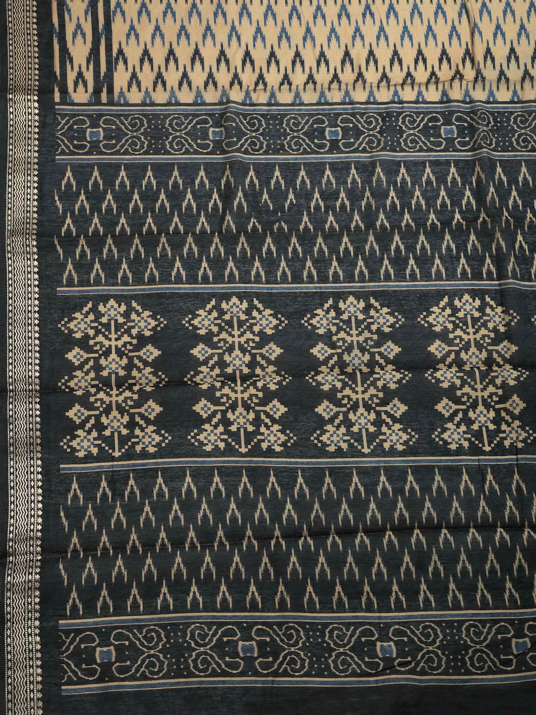 Blue Cotton Blend Printed Saree