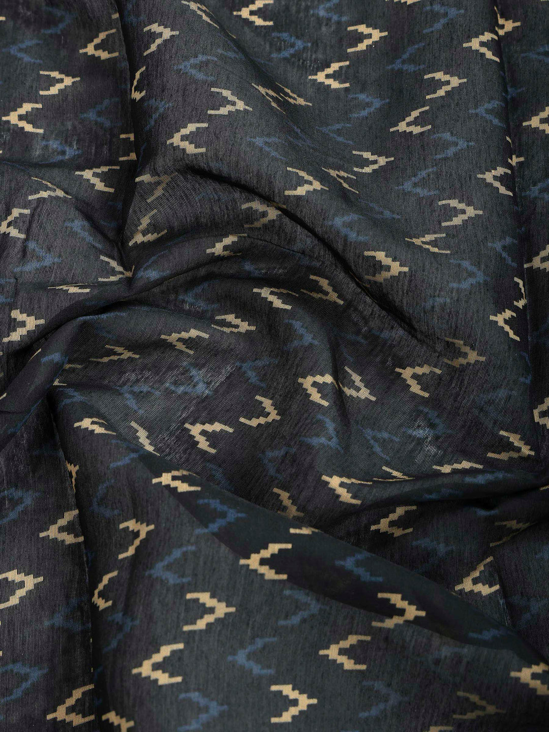 Blue Cotton Blend Printed Saree