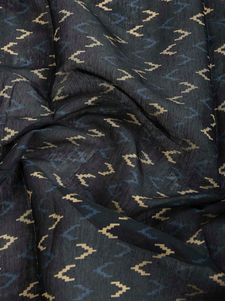 Blue Cotton Blend Printed Saree