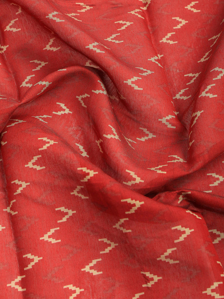 Maroon Cotton Blend Printed Saree