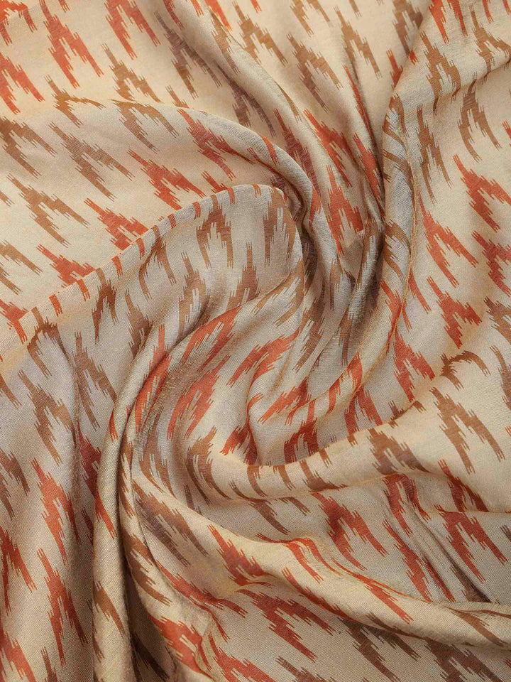 Rust Cotton Blend Printed Saree