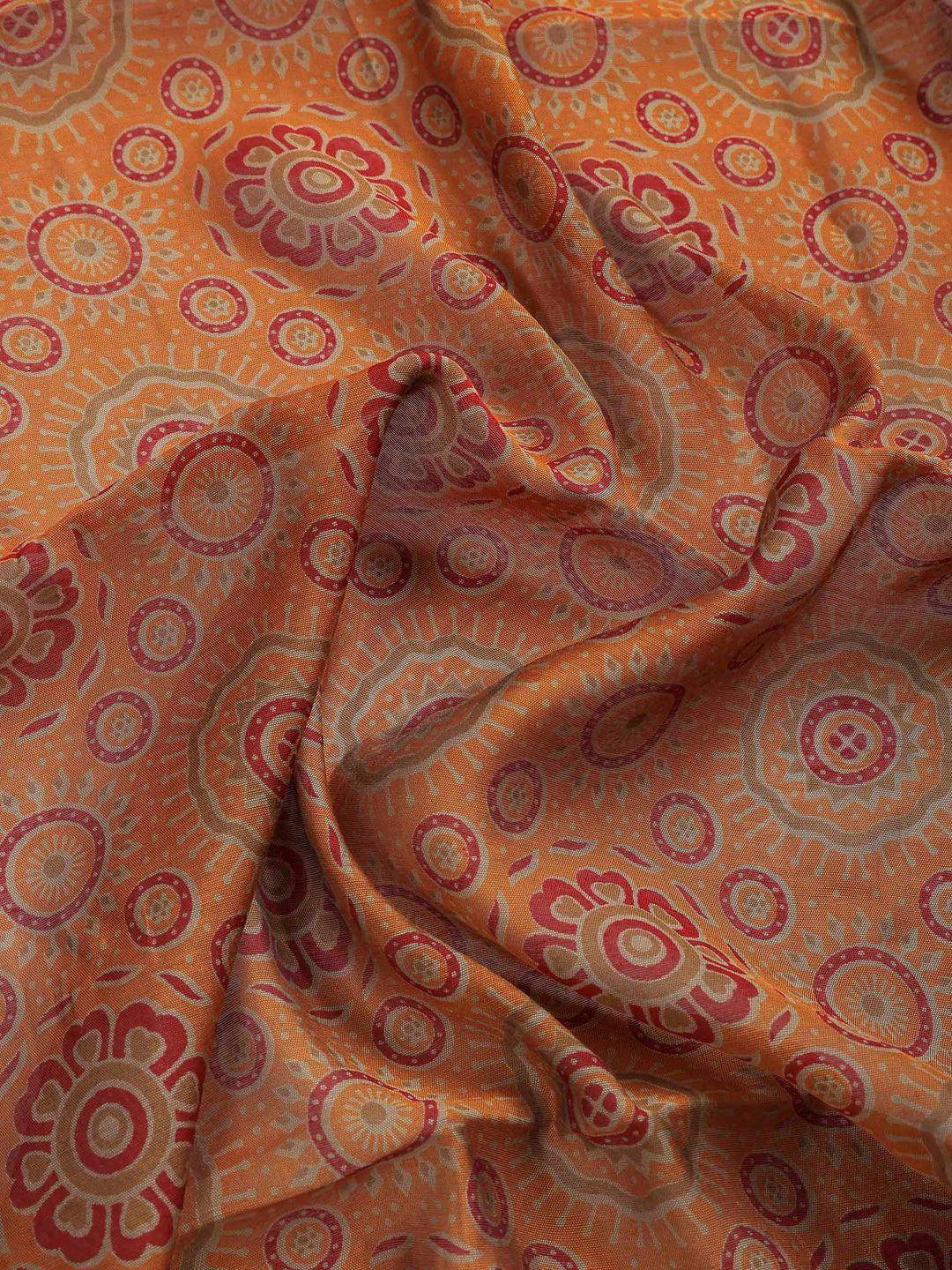 Mustard Cotton Blend Printed Saree
