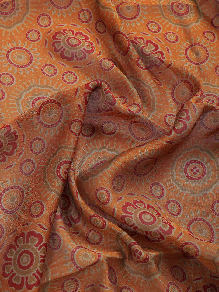 Mustard Cotton Blend Printed Saree