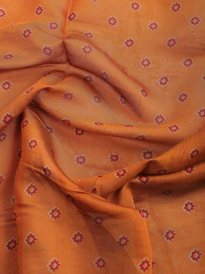 Mustard Cotton Blend Printed Saree