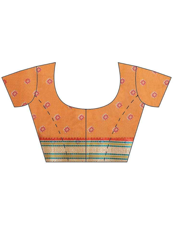 Mustard Cotton Blend Printed Saree