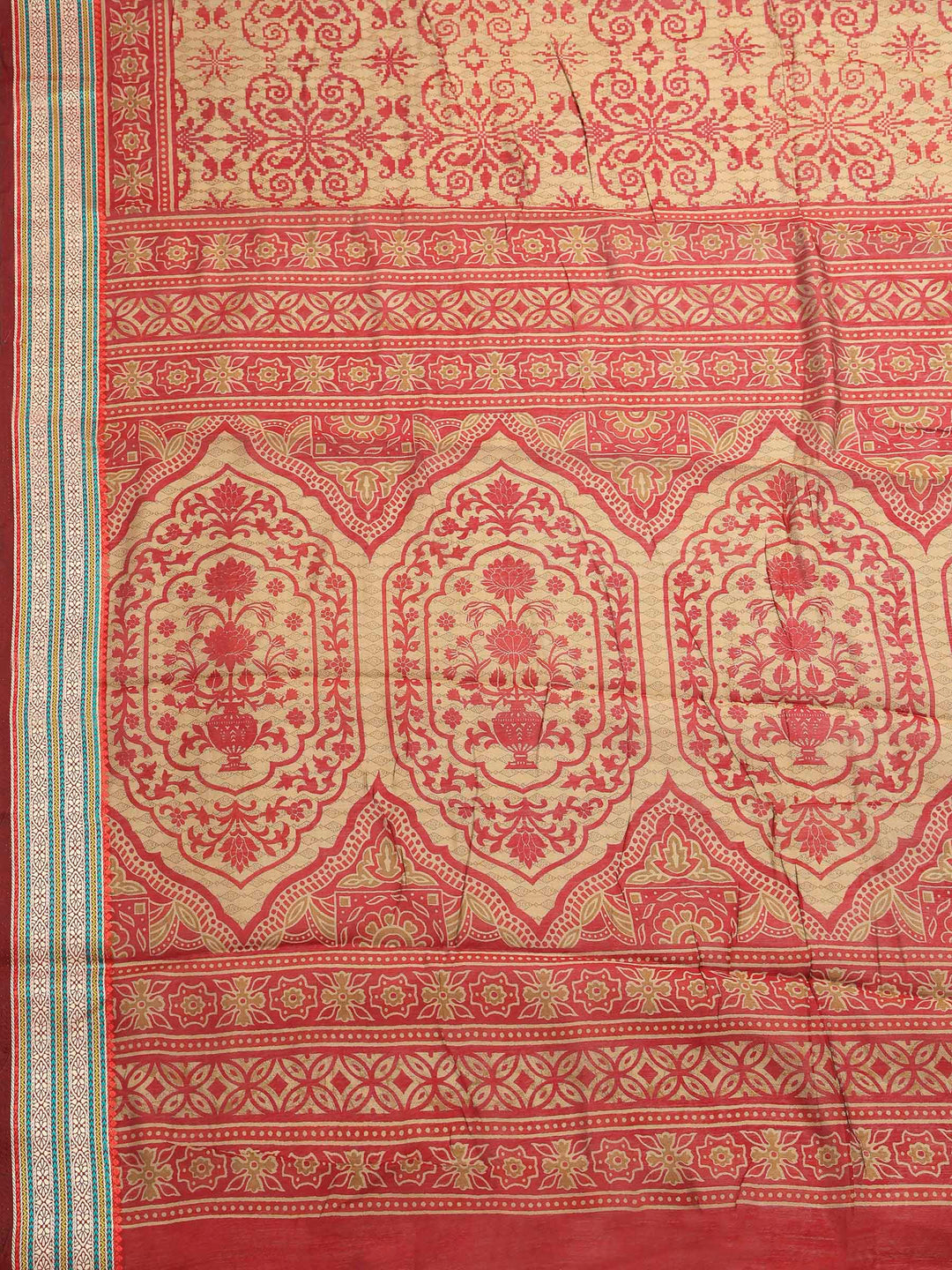 Maroon Cotton Blend Printed Saree