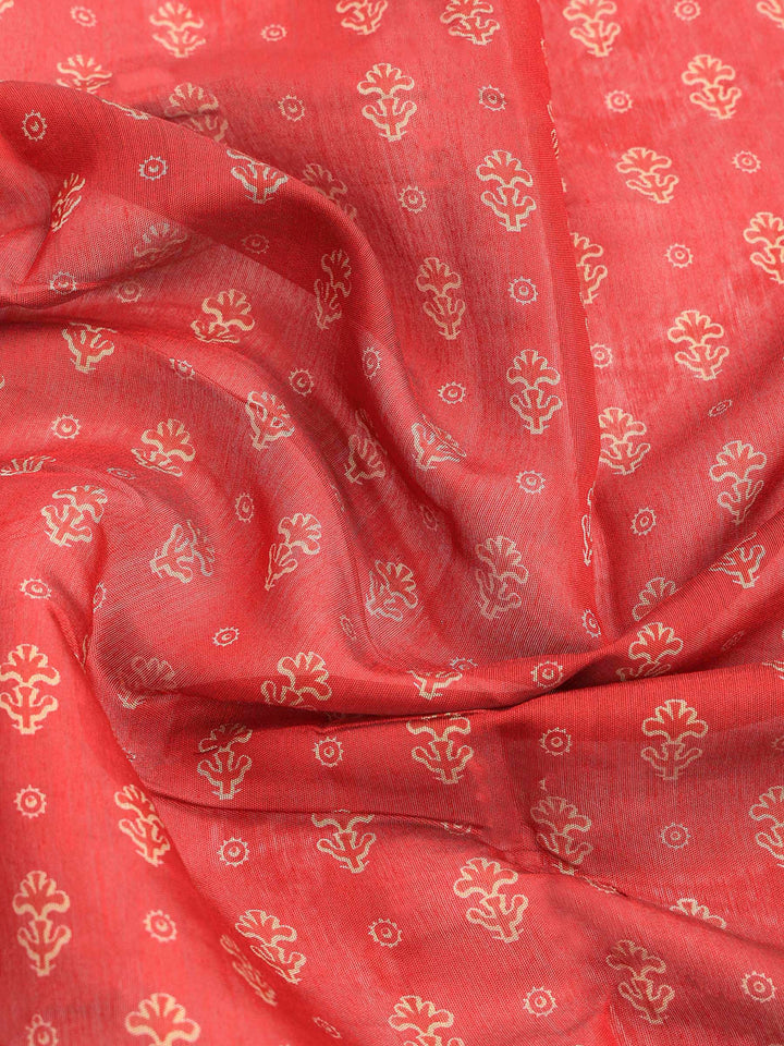Maroon Cotton Blend Printed Saree