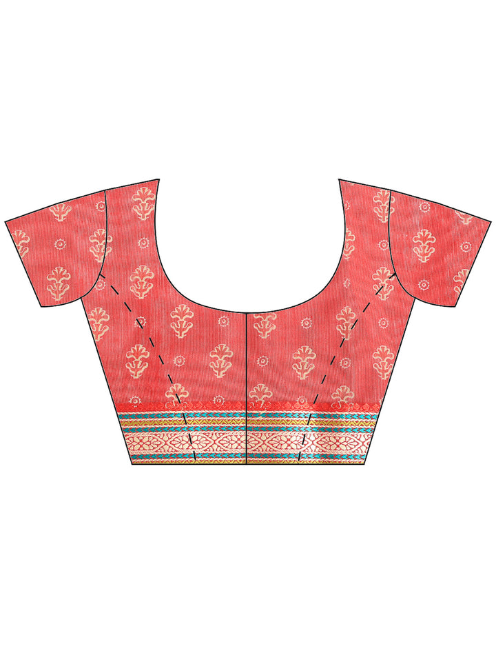 Maroon Cotton Blend Printed Saree