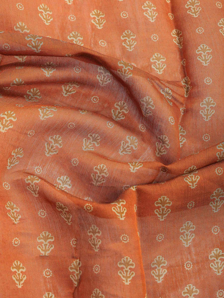 Mustard Cotton Blend Printed Saree
