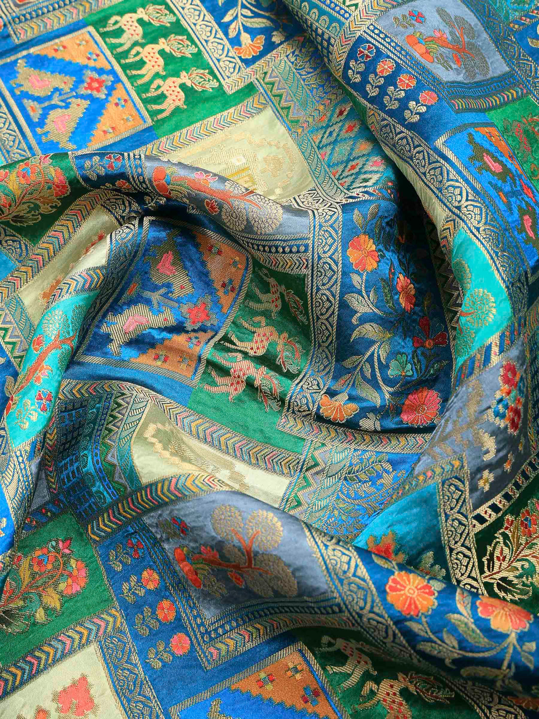 Lake Blue Satin Woven Saree