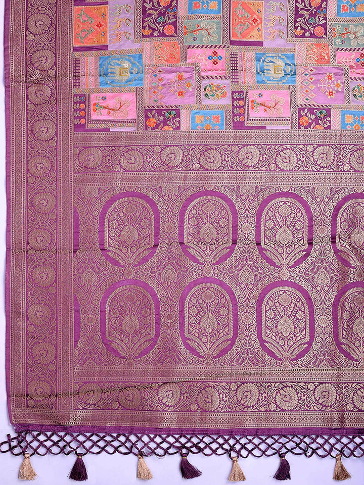 Onion Pink Satin Woven Saree