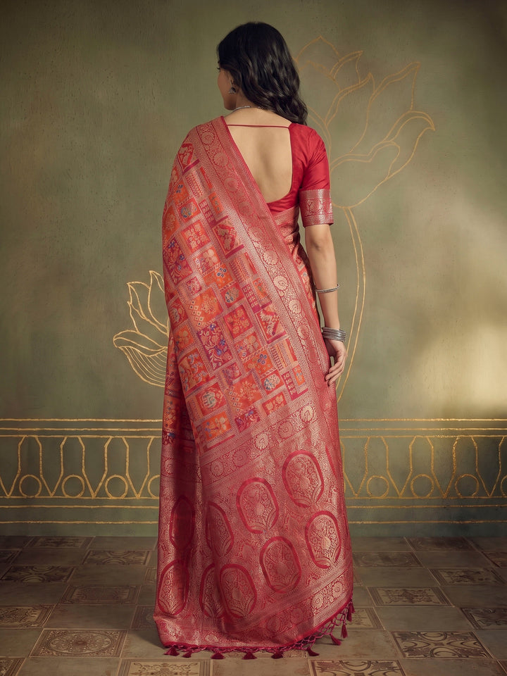 Rani Satin Woven Saree