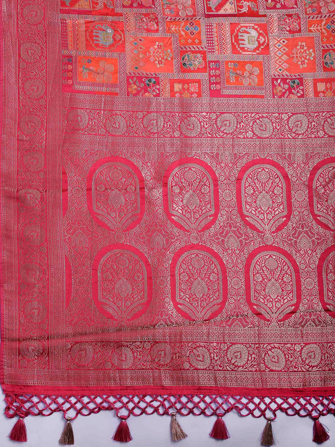 Rani Satin Woven Saree